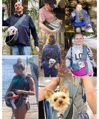 Hands-Free Small Dog Puppy Sling Carrier - Adjustable Padded Shoulder Pet Sling with Pocket - Black - Under 4.5kg - Buy Online on GoSupps.com