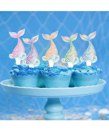 Keaziu 25 Pack Mermaid Tail Cupcake Toppers Mini Under the Sea Mermaid Tail Figures Cupcake Picks Mermaid Party Decoration Baby Shower Supplies Tail 1 - Buy Online on GoSupps.com