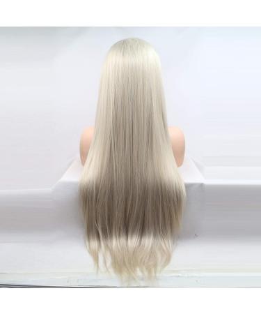 Xiweiya Ombr Blonde Lace Front Wig - Long Silky Synthetic Hair with Dark Root for Women & Drag Queens - 61cm Heat-Resistant - Buy Online on GoSupps.com