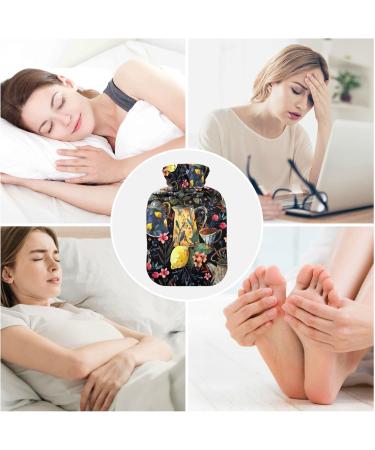 Durable 1L Heat Bottle with Cover for Pain Relief - Stylish Teapot & Lemon Patterns | Ideal for Cramps Shoulder & Neck Therapy - Buy Online on GoSupps.com