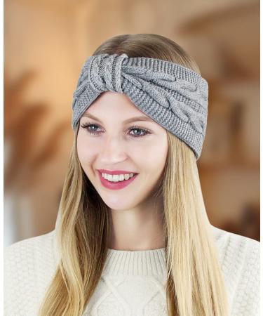 Shop SB1019 Pink Women's Knitted Headband - Loop & Braid Pattern Ear Warmer with Soft Fleece Lining | Stylish & Cozy for Winter - Buy Online on GoSupps.com