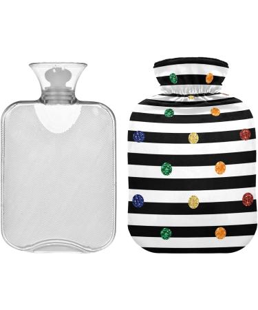 NAANLE Striped Hot Water Bottle with Cover - 1L Heat & Cold Therapy for Pain Relief | Ideal for Bed Hands & Feet - Buy Online on GoSupps.com