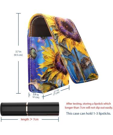Travel Lipstick Organizer Case - Portable Makeup Bag with Mirror | Art Style Watercolor Sunflower - A305v6tras - Buy Online on GoSupps.com