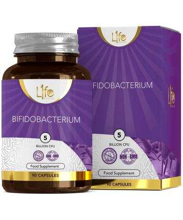 LN Bifidobacterium Probiotic Supplement | 90 Bifidobacterium Probiotics - 5 Billion CFU Bifidobacterium per Capsule - High Strength Probiotics | Non-GMO Gluten & Allergen Free | Made in The UK