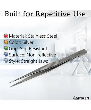 High Precision Stainless Steel Tweezers - Durable Straight Serrated Tip for Lab Use | Shop Internationally - Buy Online on GoSupps.com