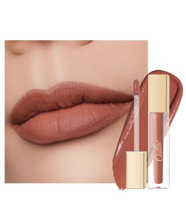 Oulac Matte Liquid Nude Lipstick for Women Orange-Brown Tones Long Lasting Lip Gloss Waterproof No Transfer Creamy High Pigmented Lip Tint Stain with Vitamin E & Rose Oil Vegan Cruelty-Free M04 M04 Sensual Kiss (Brownish apricot)