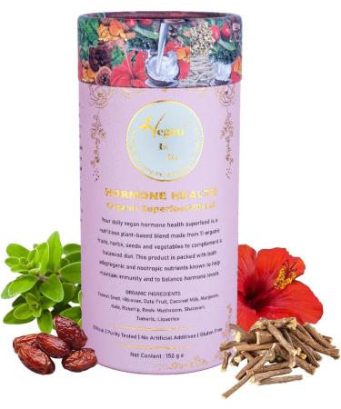 Vegan Is Us Hormone Balance Powder for Women  Organic 11 Super Foods Blend with Shatavari, Hibiscus, Liquorice,Fennel&Liquorice Plant Based Peri Menopause, PMS Support & Menopause Supplement 30 Servings 150 gram