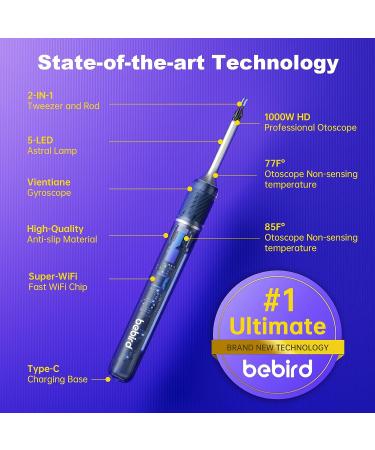 Bebird Note5 Flagship Ear Wax Removal Tool Camera | 10MP HD 3-in1 Cleaner with Tweezers and Rod | Otoscope with Light in Starry Blue - Buy Online on GoSupps.com