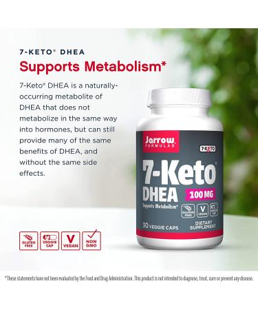 Jarrow Formulas 7-Keto DHEA 100 mg - 30 Veggie Caps | Enhance Metabolism & Support Wellness - Buy Online on GoSupps.com