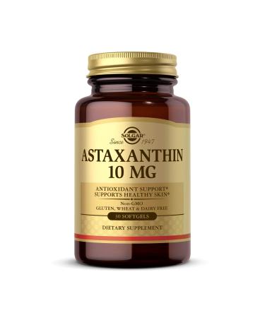 Solgar Astaxanthin 10 mg, 30 Softgels - Potent Antioxidant Protection, Supports Healthy Skin Glow - With Naturally Occurring Lutein & Beta Carotene - Gluten Free, Dairy Free - 30 Servings
