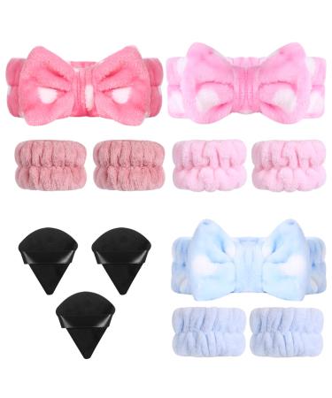 Spa Headband and Wristband Set: 3 Set Towel Bow tie Headband scrunchies Wristband for Women Makeup Washing Face Removal Shower Yoga