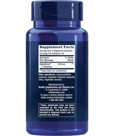 Life Extension L-Theanine 200 mg 60 Vegetarian Capsules - Buy Online on GoSupps.com