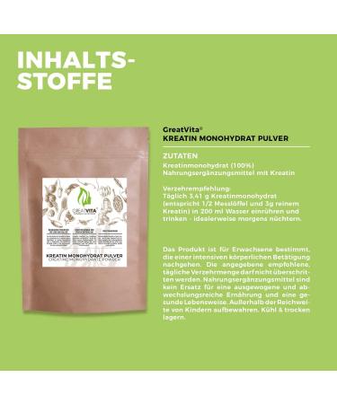  GREAT VITA GreatVita Creatine Monohydrate Powder 400g | 117 Servings Tasteless | Pure Creatine Monohydrate with No Additives 100% Natural - Buy Online on GoSupps.com