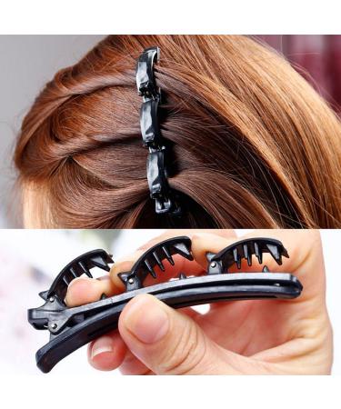 Double Layer Twist Plait Headband Hair Claw Clips - Black Magic Double Bangs Hairstyle Hair Tools for Women & Girls - Buy Online on GoSupps.com