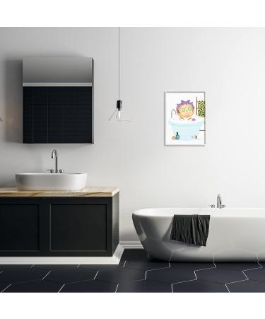 Stupell Industries Children's Tiger Bubble Bath White Framed Wall Art 16x20 - Safari Animal Bathroom Decor - Buy Online on GoSupps.com