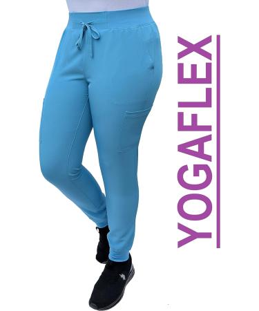 Angie Uniforms YOGAFLEX Jogger Scrub Pants - Soft & Stretchy, 5 Pocket Yoga Pants (Black, Medium) - Buy Online on GoSupps.com