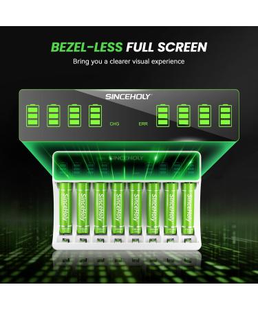 SINCEHOLY 8 Bay LCD Smart AA AAA Battery Charger USB High Speed Charging Independent Slot CD Rechargeable Batteries No Adapter - Buy Online on GoSupps.com