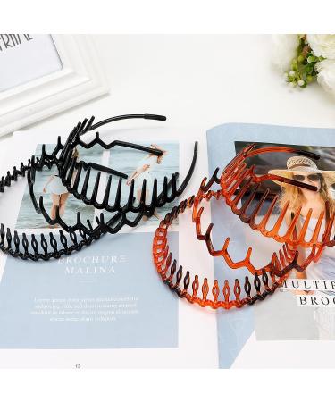 Jaciya Zig Zag Comb Headbands 6-Pack - Black/Brown Plastic Headbands for Women, Girls - Perfect Curly Hair Accessories - Buy Online on GoSupps.com
