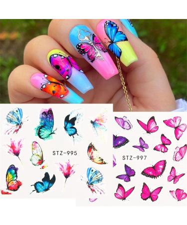 Dornail Butterfly and Flower Nail Stickers - 30 Sheets | Summer Water Transfer Decals for Nail Art Designs and Decorations - Buy Online on GoSupps.com