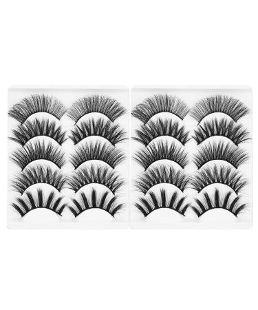 10 Pairs False Eyelashes Professional 6D Eyelashes Artificial Black Fiber Material Long Thick Eyelashes (GL900)