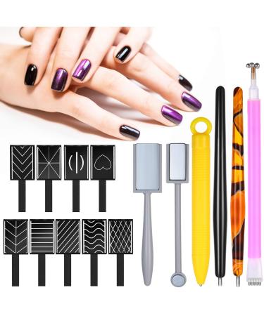 15 Pieces Nail Magnet Tool Set Magnet Plate Wand Board Magnetic Pen Double Ended Magnet Wand Magnet Stick for DIY Gel Polish Nail Art