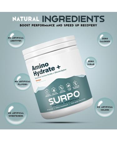 Sugar Free Electrolytes with EAA Powder | Hydrating BCAA & Essential Amino Acids for Muscle Growth | Pre & Post Workout Orange Flavor - Buy Online on GoSupps.com