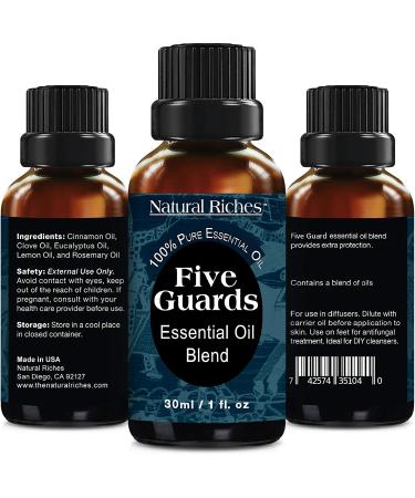 Five Guards Essential Oil Blend 30ml - Clove, Cinnamon, Lemon, Rosemary, Eucalyptus Aromatherapy Oil for Health Shield - 1 Fl Oz - Buy Online on GoSupps.com