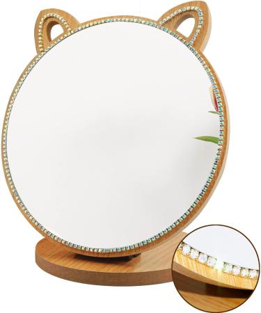 Louphee Cute Cat Vanity Makeup Mirror with Crystal Rhinestone Diamond - 6.7 Inch - Buy Online on GoSupps.com