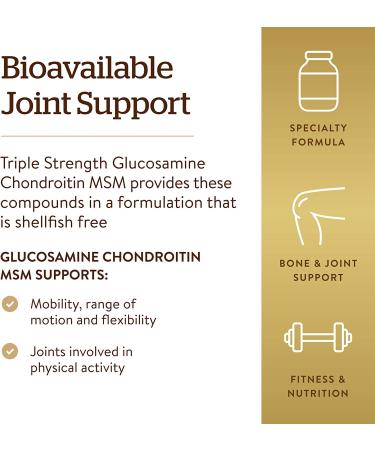 Solgar Glucosamine Chondroitin MSM Triple Strength - 120 Tablets | Joint Health Support - Buy Online on GoSupps.com