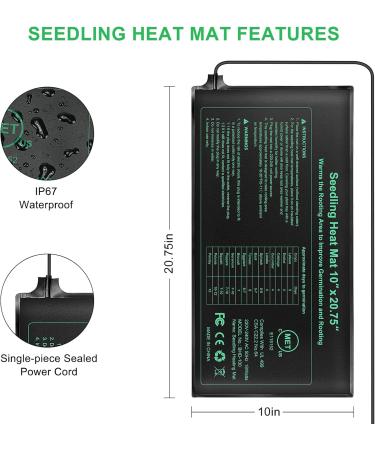 Riogoo 24x52 cm Seedling Heating Mat & Waterproof Thermostat Regulator | Digital Temp Control 68-108 F for Optimal Plant Growth - Buy Online on GoSupps.com