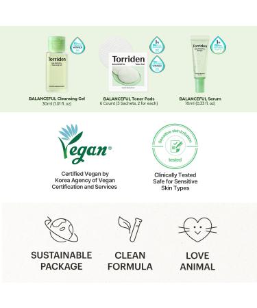Torriden BALANCEFUL Cica Trial Kit | Vegan Gotu Kola Skincare 4-Step Regimen | Hypoallergenic Korean Skincare for All Skin Types - Buy Online on GoSupps.com
