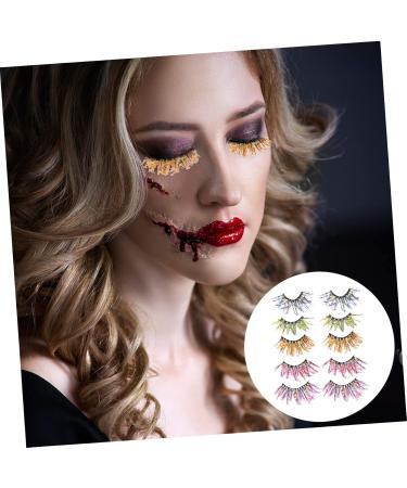 minkissy 5 Pairs Colored False Eyelashes Long Eyelashes for Halloween Lashes with Glitter Dramatic False Eyelashes Lashes with Color False Lash Chemical Fiber 3d European and American - Buy Online on GoSupps.com