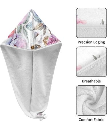 Watercolor Floral Wreath Hair Towel 2 Pack | Super Absorbent Quick Dry Hair Turbans for Women & Girls - Buy Online on GoSupps.com