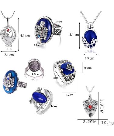 Vampire Diaries Jewelry Set: Daywalking Katherine Sapphire Locket, Elena Gilbert Necklace, Bonnie Necklace, Salvatore Family Crest Ring, Diamond Stud Earrings - 8 pcs - Buy Online on GoSupps.com