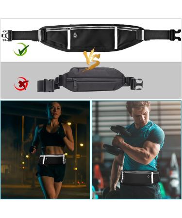 WuGU Waterproof Running Belt with 3 Pockets | Adjustable Jogging Bag & Bum Bag with Reflective Tape & Headphone Jack - Buy Online on GoSupps.com