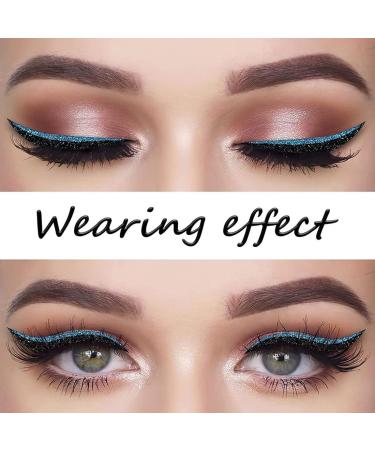 Zeabsr Blue Glitter False Eyelashes & Eyeliner Stickers - 3D Reusable Long Thick Eye Makeup - Buy Online on GoSupps.com