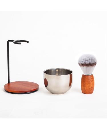 Premium Shaving Brush Set for Men - 3pcs Wooden Handle with Stand & Steel Bowl | Perfect Gift for Grooming - Buy Online on GoSupps.com