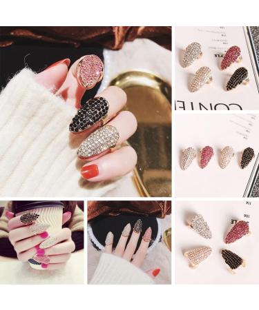 Trendy Glitzer Crystal Fingertip Rings for Women - Colorful Sparkling Open Nail Accessories for Party & Dress Events - Buy Online on GoSupps.com