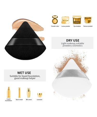 Molain 2Pcs Triangle Makeup Puff Set - Soft Reusable Cosmetic Sponges for Loose Powder & Foundation - Black & White - Buy Online on GoSupps.com