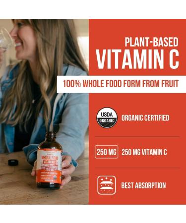 Organic Vitamin C Liquid - 250 mg | Whole Food Vitamin C Supplement from Fruit Plus Absorption Cofactors Rutin & Citrus Bioflavonoids - Immune & Antioxidant Support Total Health (96 Servings) - Buy Online on GoSupps.com