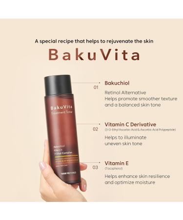 THANKYOU FARMER BakuVita Treatment Toner - Vegan Hydrating Toner with Bakuchiol & Vitamin C+E for Slow Aging - 7.03 Fl oz (200ml) - International Shipping Available - Buy Online on GoSupps.com