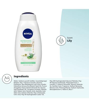 Nivea Refreshing Body Wash with Aloe & Lily - 20 fl oz | Hydrating & Refreshing Clean - Buy Online on GoSupps.com