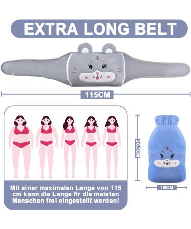 Rubber Hot Water Bottle with Soft Waist Cover - Pain Relief for Neck, Back, Shoulders, Legs - Tiger Design - Buy Online on GoSupps.com