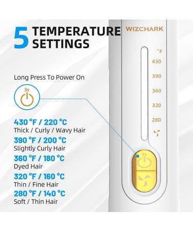 360 Airflow Styler | WIZCHARK 2-in-1 Flat Iron & Curler | Professional Hair Straightener with Cooling Vents | Dual Voltage White Gold Hair Tool - Buy Online on GoSupps.com