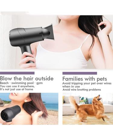 Rechargeable Cordless Hair Dryers Portable Travel Hairdryer Hot/Cold Wind Wireless Hair Dryer Fast Charge 5000mAh Rechargeable Battery Gray - Buy Online on GoSupps.com