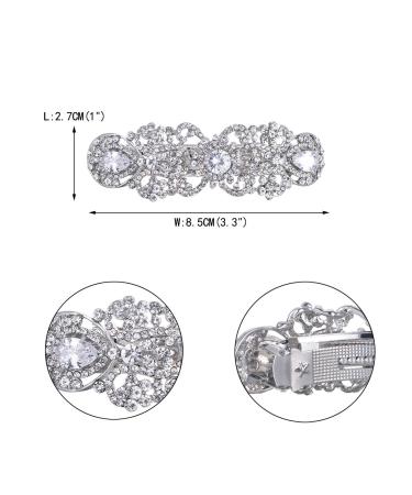 Ever Faith Clear Silver-Tone Crystal Art Deco Flower Hair Barrette Clip - Buy Online on GoSupps.com