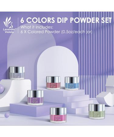Lavender Violets 14g x 6 Colors Dip Powder White Nude Pink French Nail Art Manicure Large Capacity Dipping Powder Nail Powder Salon Choice J225 - Buy Online on GoSupps.com