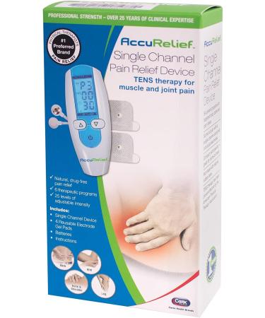 AccuRelief TENS Unit Muscle Stimulator Pain Relief System - Electric Muscle Stimulator for Neck, Back, and Full Body - White and Blue - Buy Online on GoSupps.com