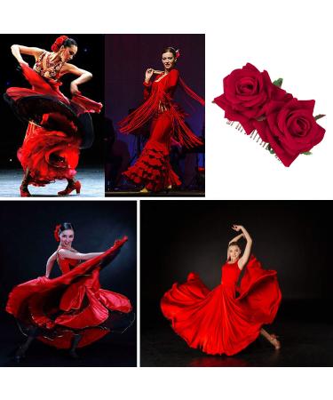 Maoxintek Rose Flower Hair Clips for Weddings | Artificial Hairpins & Brooches for Brides & Flamenco Dancers - Set of 2 - Buy Online on GoSupps.com