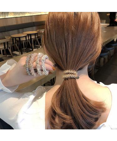 5 Pcs Rhinestone Hair Ties with Pearls - Hair Bands Elastic Bracelet Ponytail Holders for Women & Girls - 2.2 Inch (Pack of 5) - Buy Online on GoSupps.com